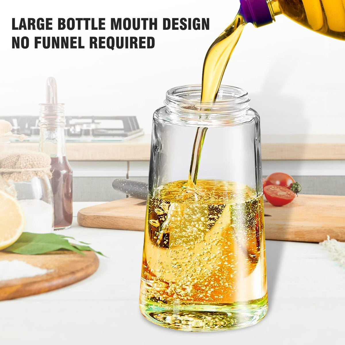Oil Dispenser and Vinegar Sprayer with 3 Replaceable Nozzle 19.4oz/550ml Glass Cooking Oil Preparation Dispensers