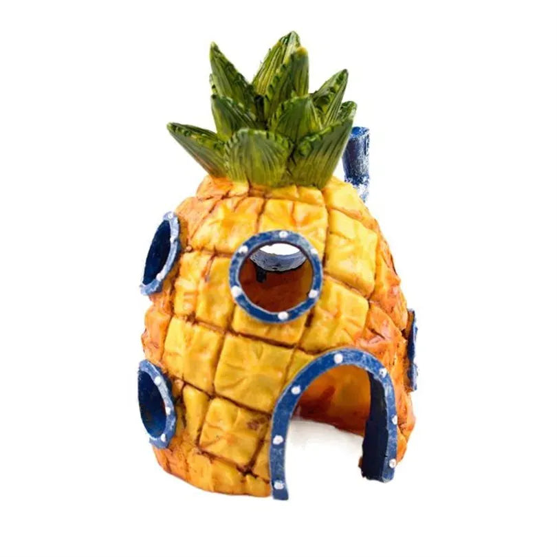Aquarium Fish Tank Decorations Cartoon Resin Pineapple Hideaway House Aquarium Ornaments Fish Shelter Underwater