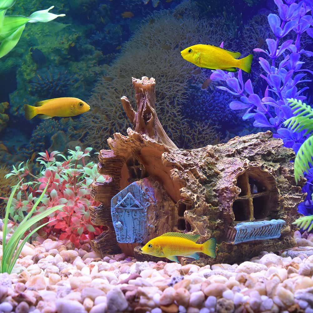 Fish tank decoration, Douyu wooden house, hidden cave decoration, aquarium decoration, small fish accessories, fish resin toys