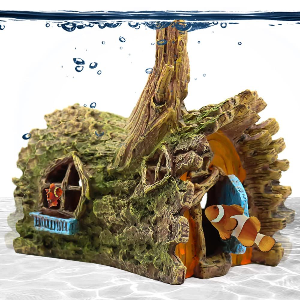 Fish tank decoration, Douyu wooden house, hidden cave decoration, aquarium decoration, small fish accessories, fish resin toys