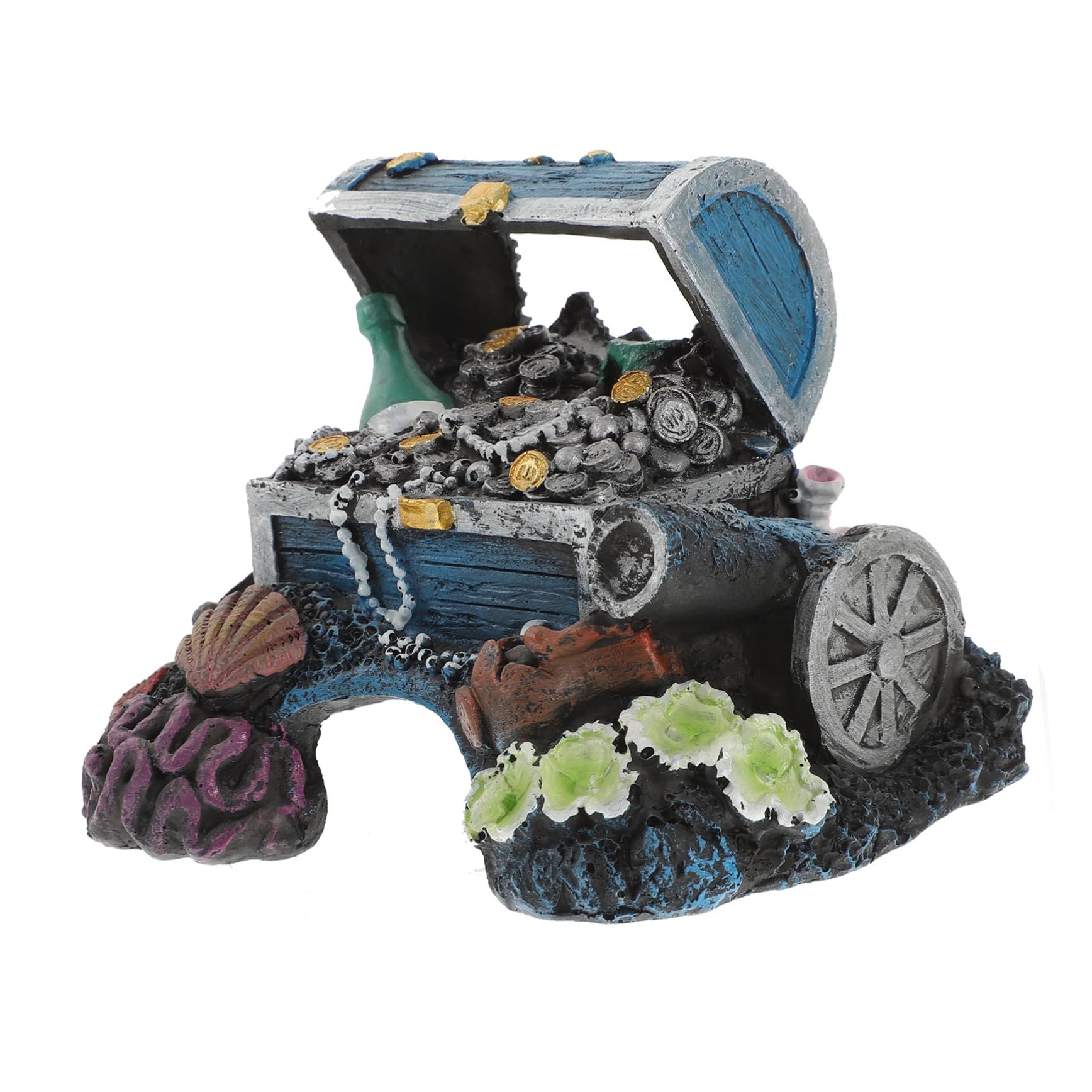 Treasure box aquarium/fish tank decoration, realistic details, resin, multi-color, fish tank bottom decoration