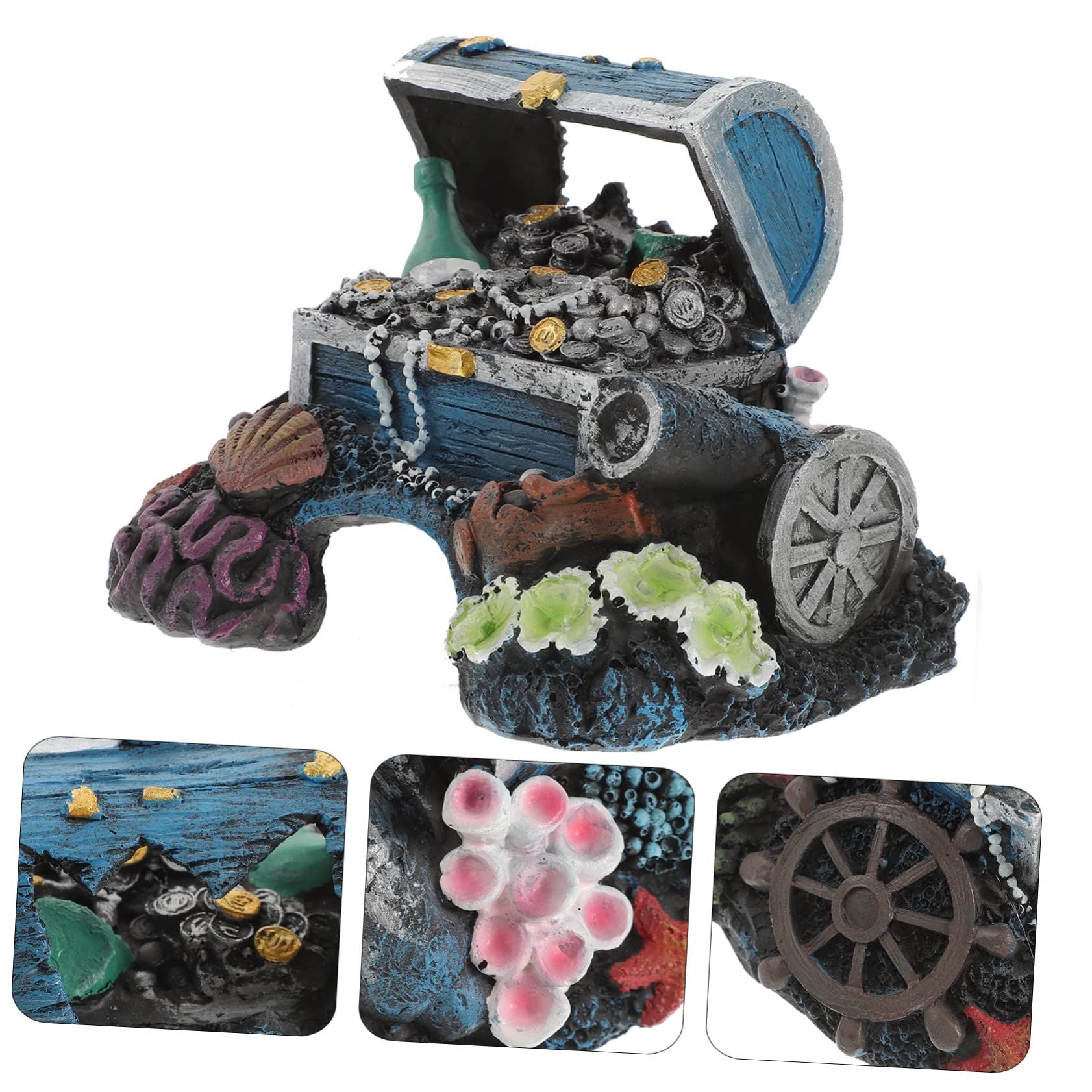 Treasure box aquarium/fish tank decoration, realistic details, resin, multi-color, fish tank bottom decoration