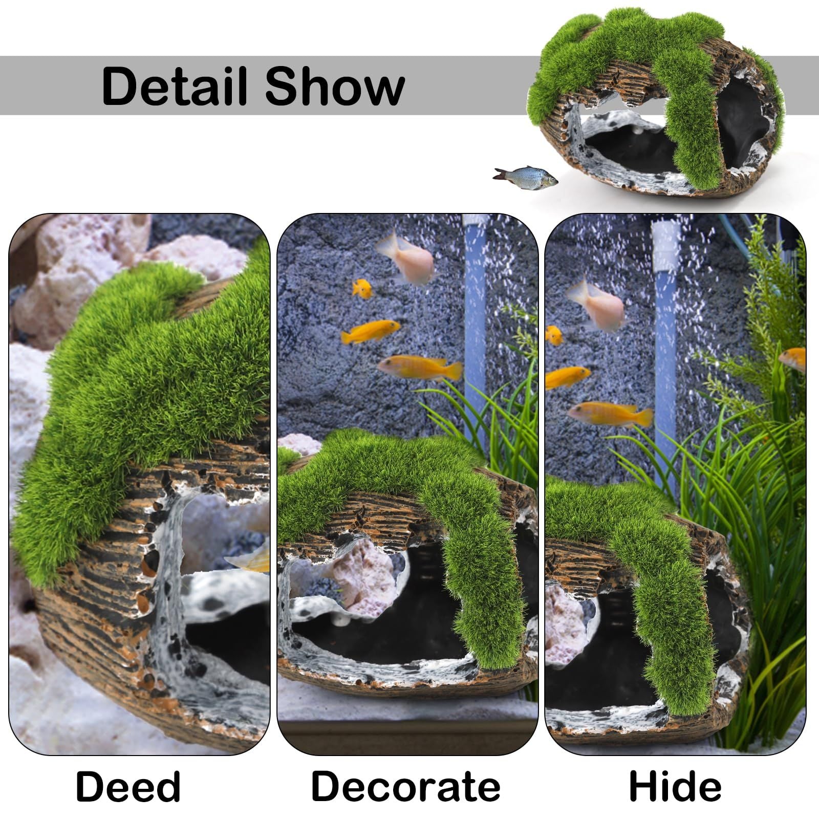 Fish Tank Accessories Decorations Resin Betta Fish Hideout Cave for Fish Tank Ornaments for Small Animal Play Rest Hide Breed