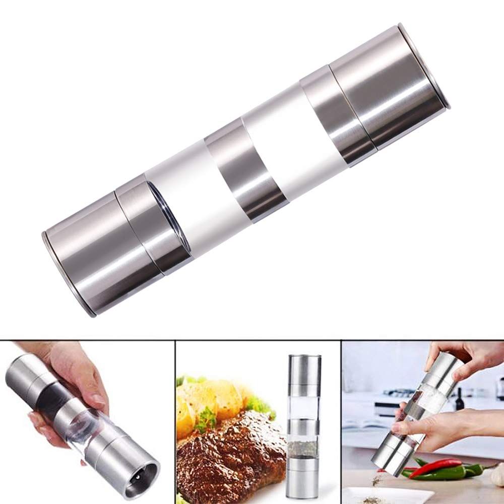 2 in 1 Salt and Pepper Grinder, Stainless Steel salt Grinders and Pepper Mill Set with Adjustable Ceramic Rotor