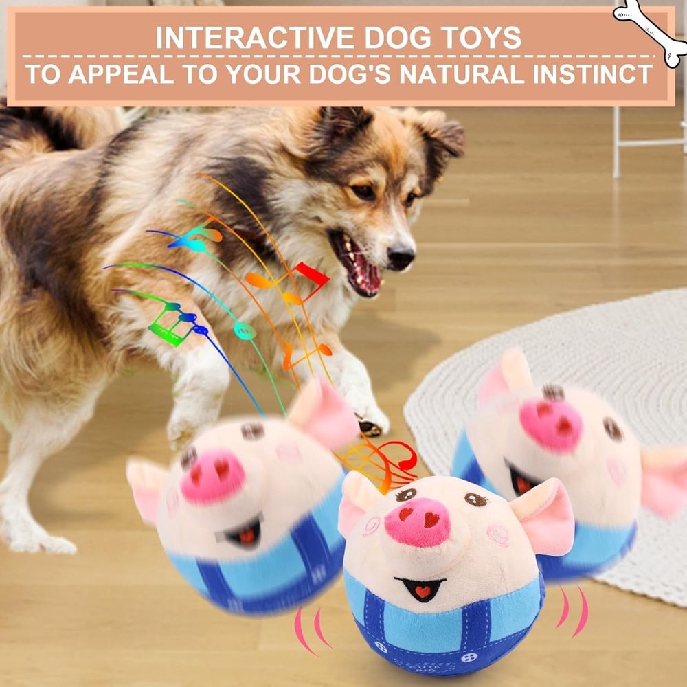 Interactive Dog Toys, 6.5*5In Interactive Dog Toys Pig with Recording & Music Modes, Rechargeable Moving Squeaky Dog Chew Toys for Small Medium Large Dogs