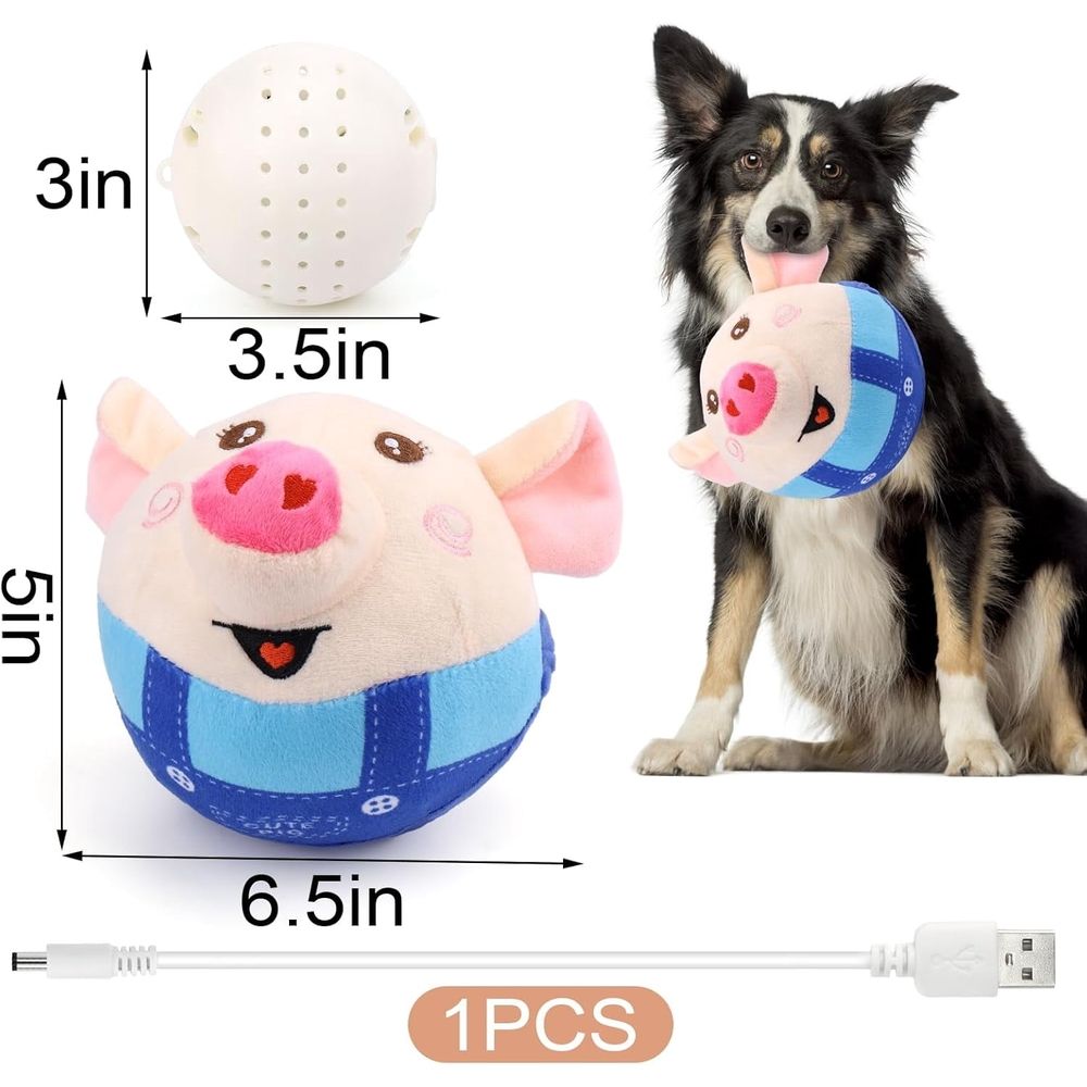 Interactive Dog Toys, 6.5*5In Interactive Dog Toys Pig with Recording & Music Modes, Rechargeable Moving Squeaky Dog Chew Toys for Small Medium Large Dogs