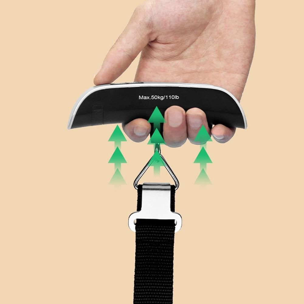 Portable Digital Luggage Scale Accurate Weighing, 110lbs Capacity Hanging Baggage Scale with Backlit LCD Display & 2-Unit Switching, Non-Slip Hook and Strong Straps