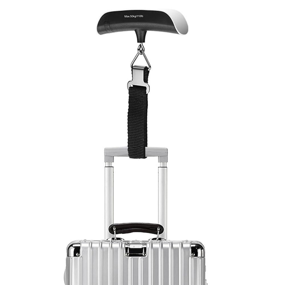 Portable Digital Luggage Scale Accurate Weighing, 110lbs Capacity Hanging Baggage Scale with Backlit LCD Display & 2-Unit Switching, Non-Slip Hook and Strong Straps