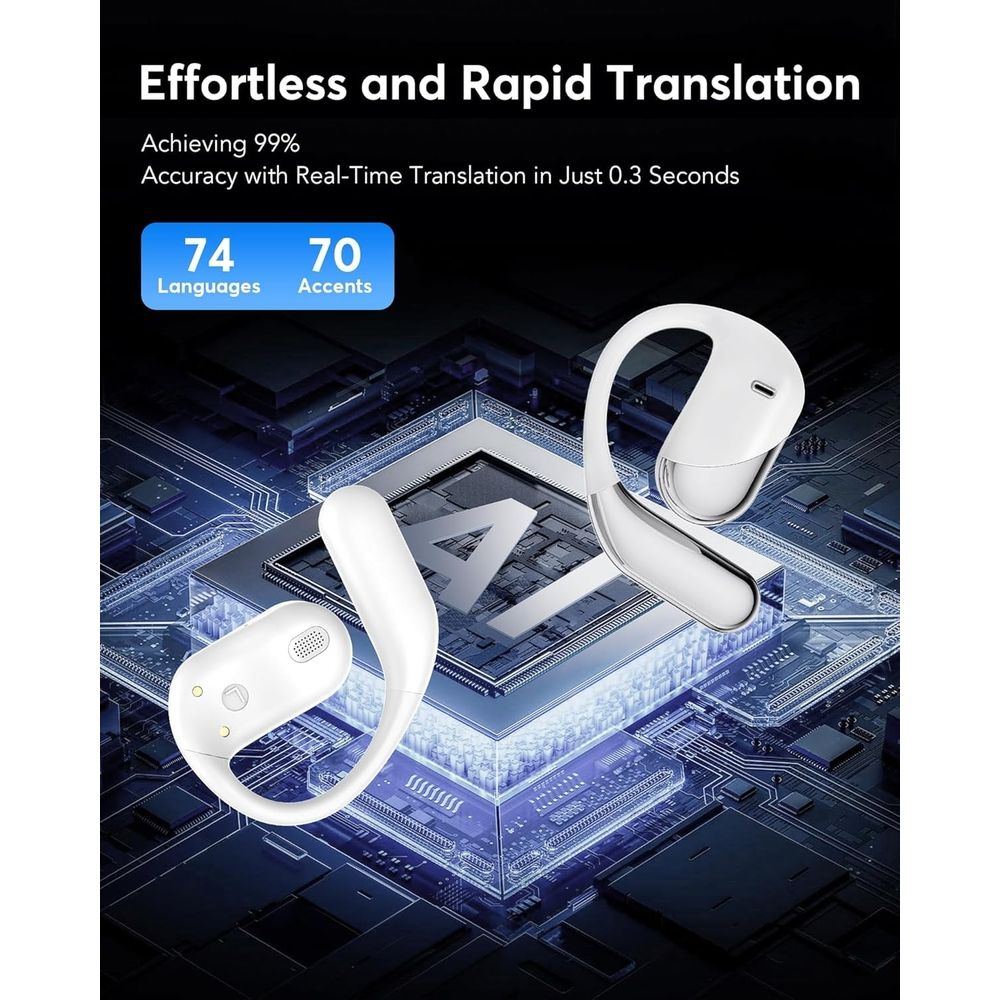 AI Translation Earbuds Real Time, 144 Language Translator Earbuds with 80 Hours Battery & Charging Cradle, 3-in-1 Translating Device