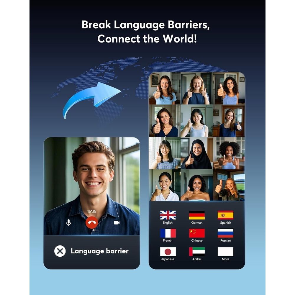 AI Translation Earbuds Real Time, 144 Language Translator Earbuds with 80 Hours Battery & Charging Cradle, 3-in-1 Translating Device