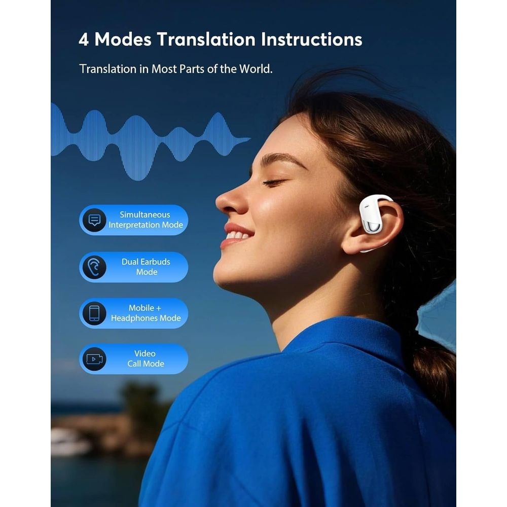 AI Translation Earbuds Real Time, 144 Language Translator Earbuds with 80 Hours Battery & Charging Cradle, 3-in-1 Translating Device