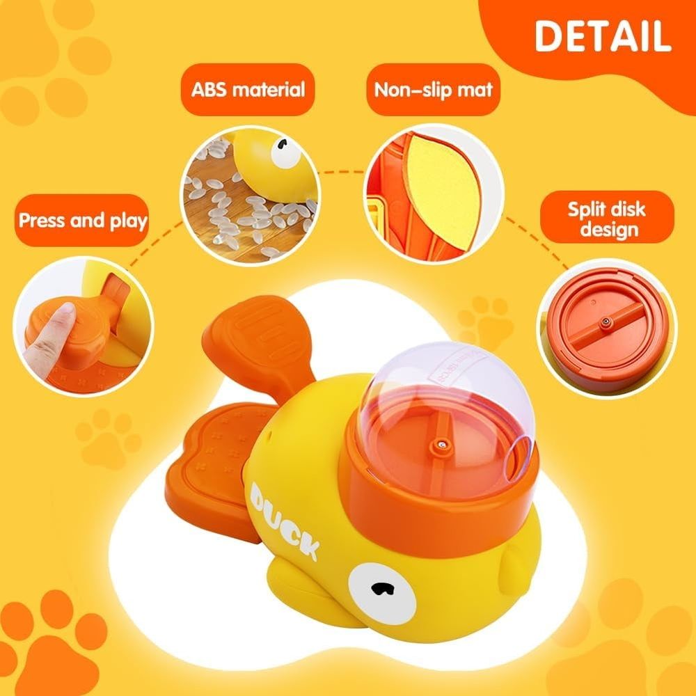 Duck Cat Treat Dispenser, Interactive Slow Feeder Puzzle Toy with Adjustable Openings for Dogs and Cats, IQ Training Pet Enrichment Toy to Reduce Bloating