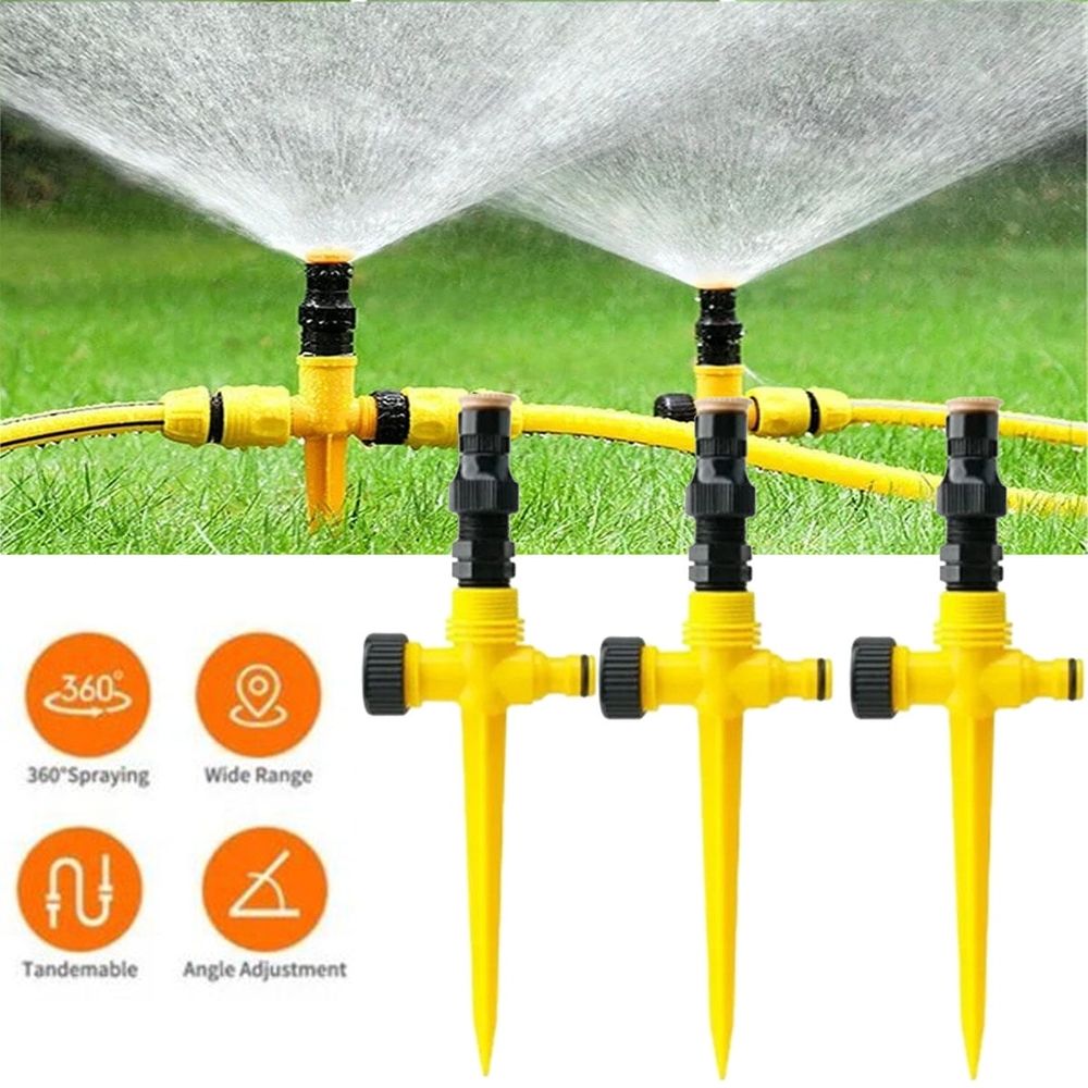 3PCS 360 Degree Rotation Auto Irrigation System Garden Lawn Sprinkler Set for Patio Garden Watering