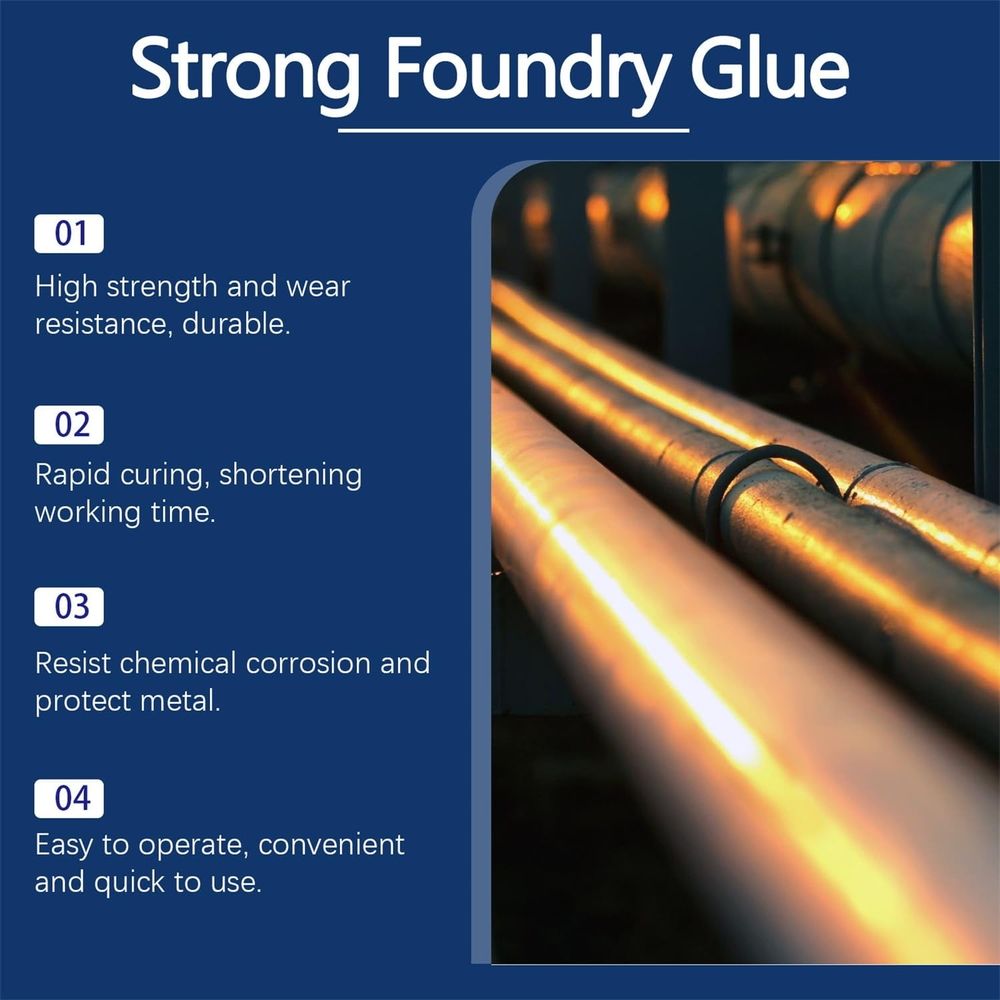 Super Glue, Strong Foundry Glue for Metal, Metal Repair Glue, High Temperature Resistant Casting Repair for Metal Defects and Repairs