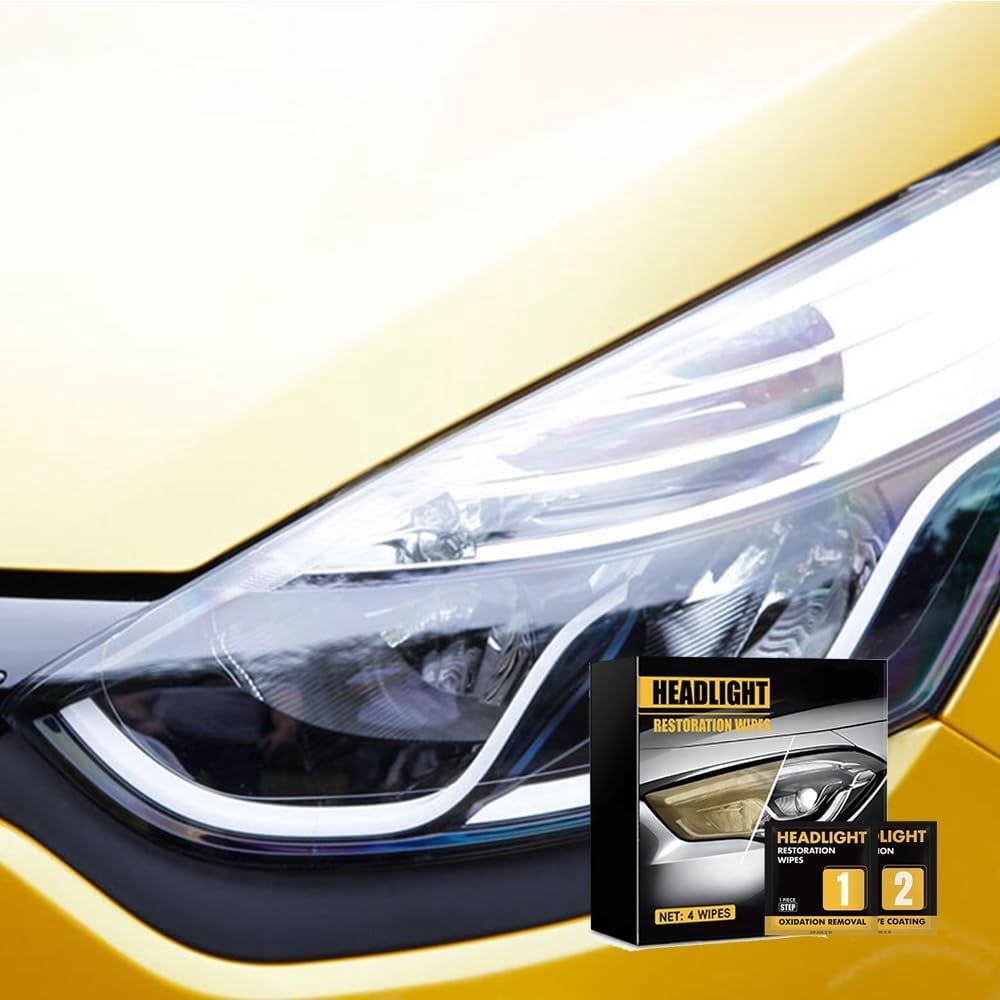 Headlight Restoration Wipes Kit, Ceramic Car Headlight Restoration Kit, 5-Minute Quick Repair Kits, Headlights Polish No Power Tools Required, for Cars & Truck & Motorcycle
