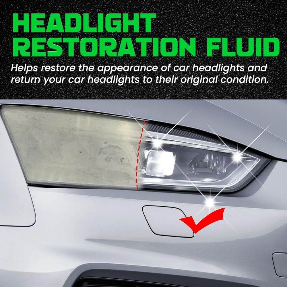 Headlight Restoration Fluid for Automobiles, Car Headlight Restoration Kit, Upgraded Headlight Restoration Coating Spray Kit, for Repair of Scratch,Yellowed, Haze