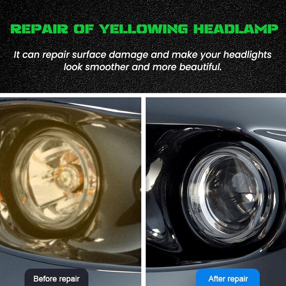 Headlight Restoration Fluid for Automobiles, Car Headlight Restoration Kit, Upgraded Headlight Restoration Coating Spray Kit, for Repair of Scratch,Yellowed, Haze