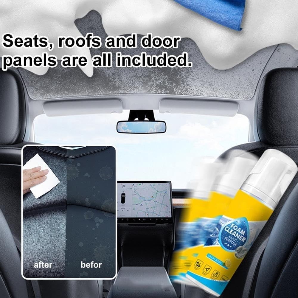 Powerful & Multipurpose Car Interior Foam Cleaner,Foam Cleaner Multi Purpose,Deep Clean Car,Kitchen,Bathroom