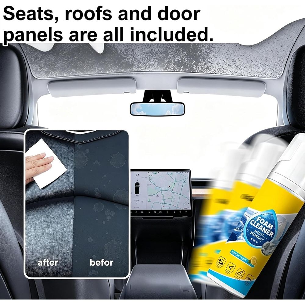 Multifunctional Foam Cleaner, Powerful & Multipurpose Car Interior Foam Cleaners, All-Purpose Rinse-Free Foam Cleaner Spray, for Car, Kitchen, Bathroom