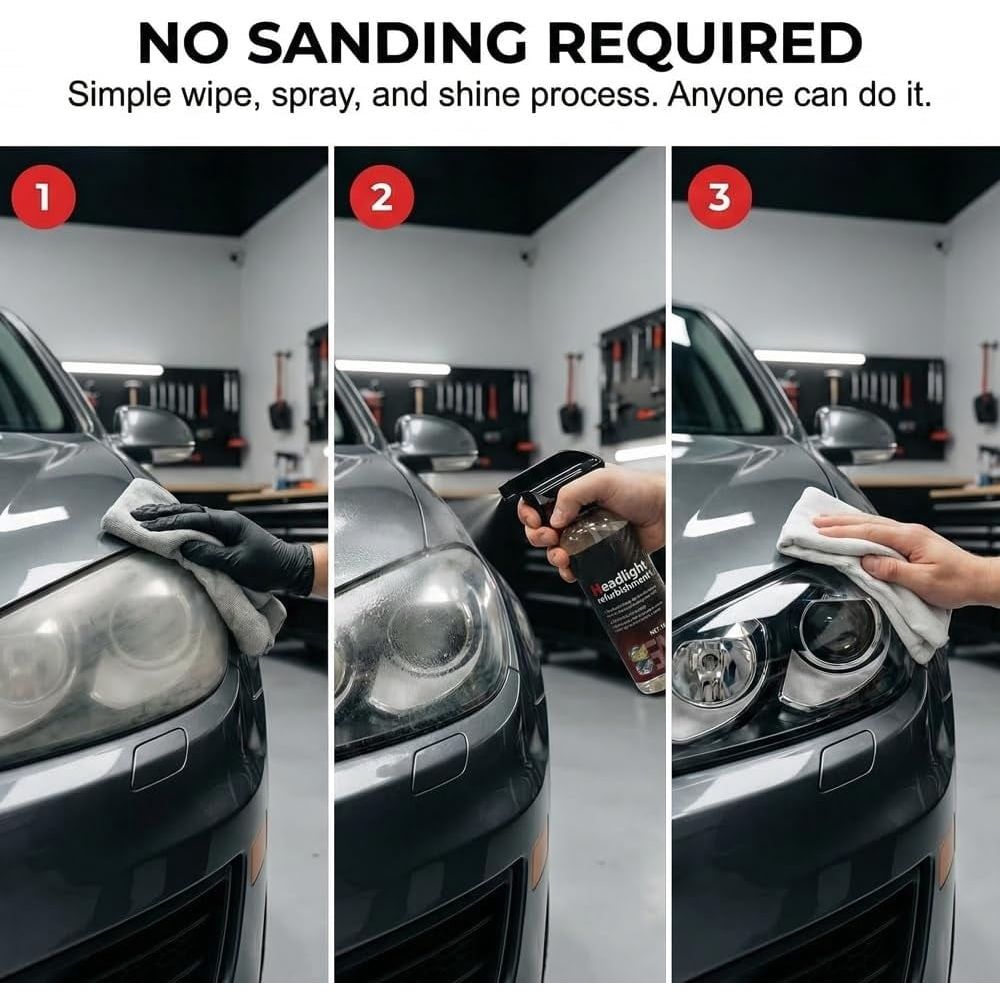 Advanced Car Headlight Restoration Kit,  New Erase Yellowing & Oxidation Restores Clarity with Long-Lasting UV & Ceramic Shield, Headlight Cleaner, Headlight Restoration Spray