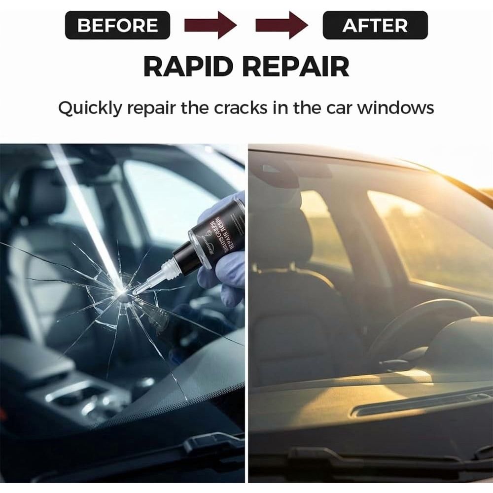 Windshield Crack Repair Kit,  New Windshield Chip Repair Kit, Glass Repair Liquid for Cracks, Car Glass Repair Kit for Windshields, Mirrors, Glasses, All Crack Types