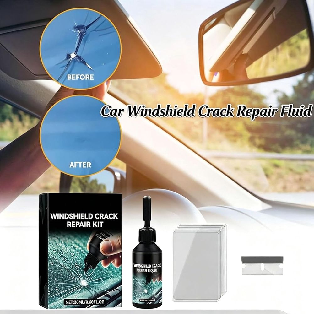 New Cracks Gone Glass Repair Kit, Nano Glass Repair Liquid for Cracks, Quick DIY Automotive Window & Mirror Restoration Fluid for Bullseye & Star Cracks