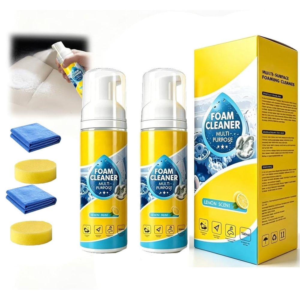 4-in-1  Cleaner, Foam no Rinse Cleaner Spray,Foam Cleaner All Purpose Heavy Duty, Powerful Car Interior Cleaner, for Kitchen, Bathroom & Sofa