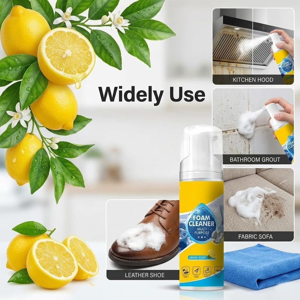 4-in-1  Cleaner, Foam no Rinse Cleaner Spray,Foam Cleaner All Purpose Heavy Duty, Powerful Car Interior Cleaner, for Kitchen, Bathroom & Sofa