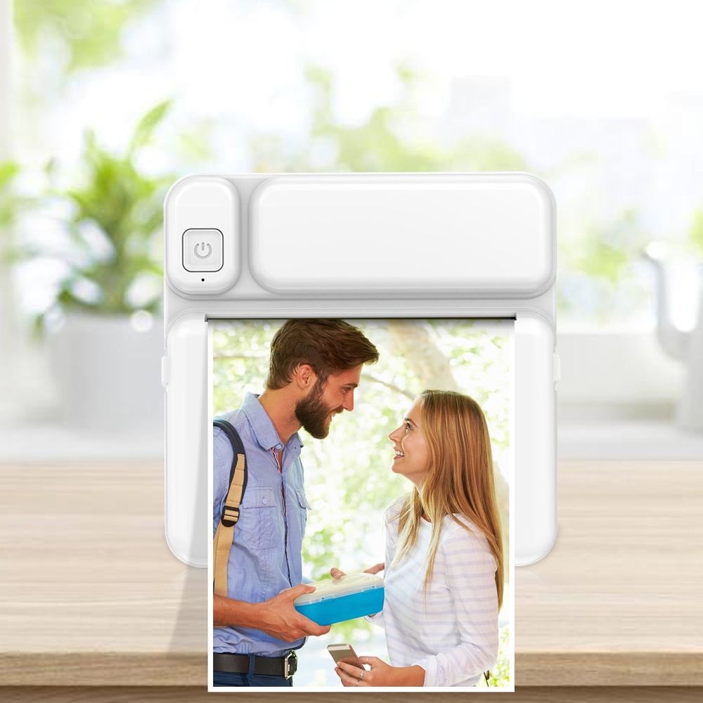 57mm Thermal Portable Bluetooth Printer Mini Wireless POS Photo Image Printer for iOS Android Phone - Inkless Travel Photo Sticker Label Maker with 3 Rolls Colored Paper and Self-Adhesive Tape
