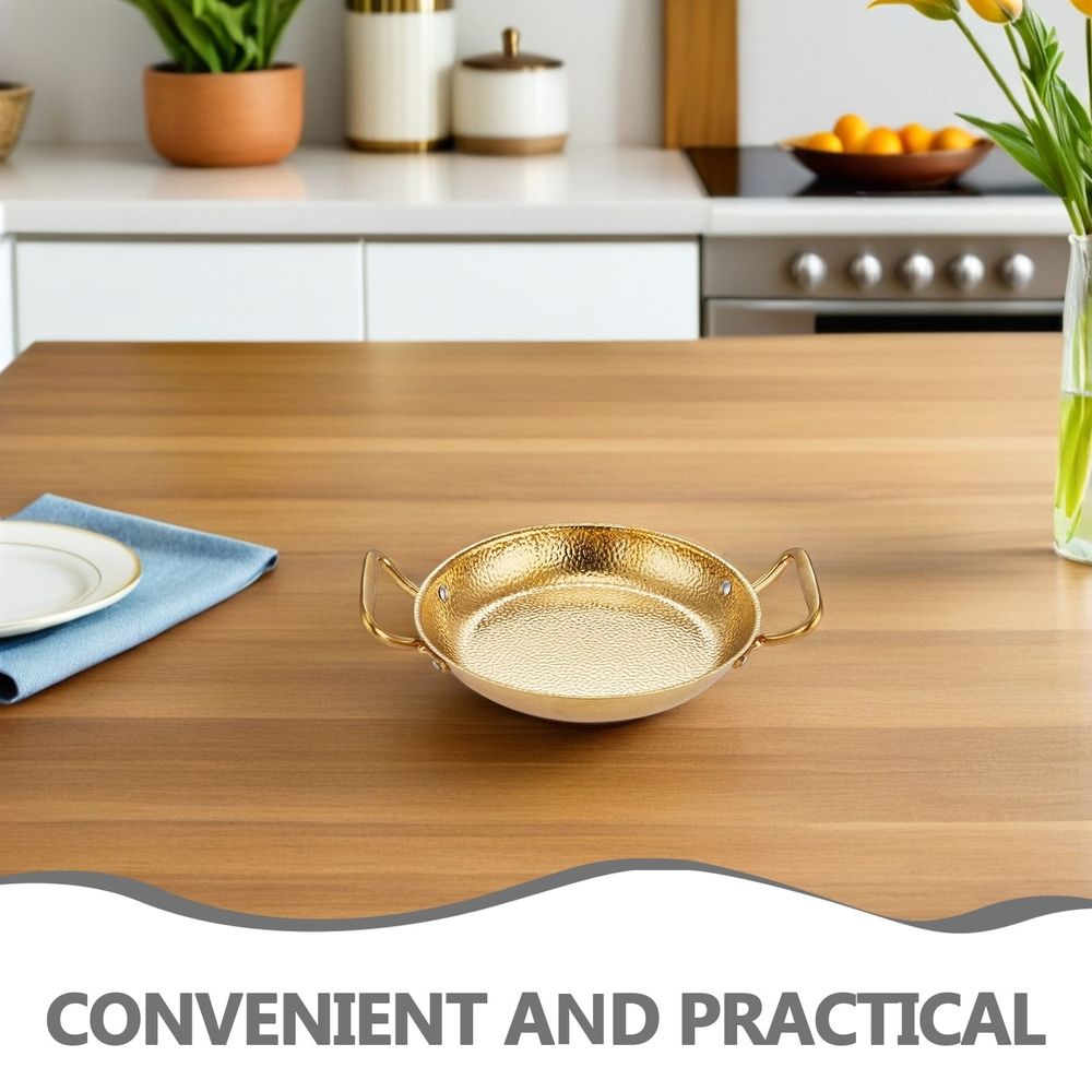 Stainless Steel Cooking Pan with Smooth Handles, Golden Paella Pan for Household Use, and Easy to Clean