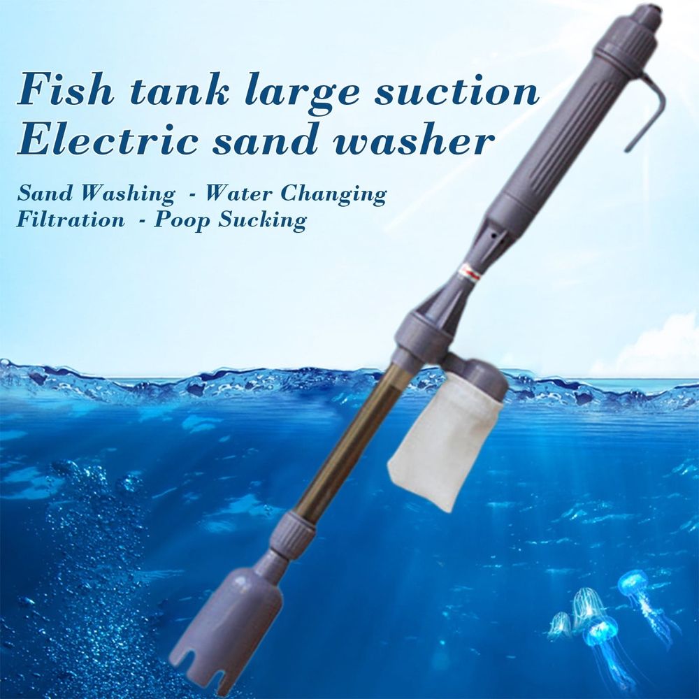 4-in-1 Automatic Aquarium Gravel Cleaner Siphon Vacuum with Battery Pump for Water Change Sand Wash Fish Waste Tank 16.3-32.8in