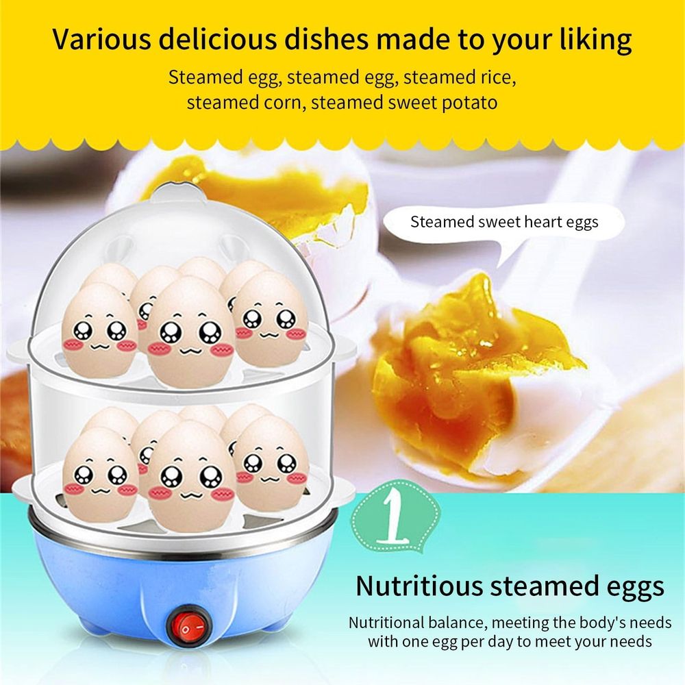 Multifunctional Egg Cooker Double Layer 350W Steamer for Hard Boiled Eggs Omelets Vegetables US Standard 5.9x5.9x8.7 Inch