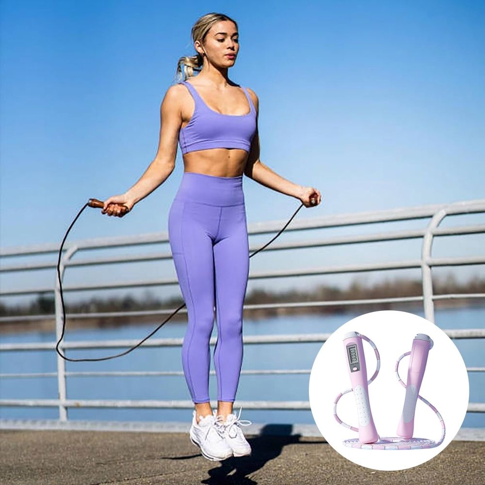 2PCS Jump Rope with Counter Adjustable Digital Skipping Rope for Fitness, Boxing Gym Workouts Tangle-Free Rapid Speed Exercise Rope for Men,Women,Kids Ideal for Home Gym Cardio Training (110.24Inch)
