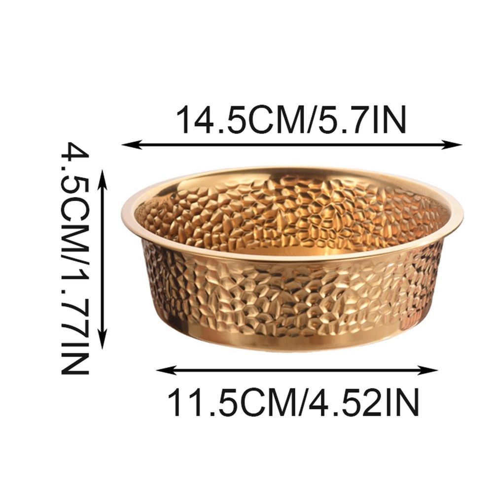 Hammered Gold Stainless Steel Pet Bowl, Non- Metal Food Water Dish For Small Medium Large Dogs Daily Feeding