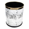 White Marble Trash Can with Marbling Design for Home Storage Compact Non Slip Base