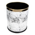 White Marble Trash Can with Marbling Design for Home Storage Compact Non Slip Base