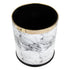 White Marble Trash Can with Marbling Design for Home Storage Compact Non Slip Base