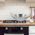 Heavy Duty Plated Silver Stainless Steel Wok for All Stoves - Easy to Move, Wide Use