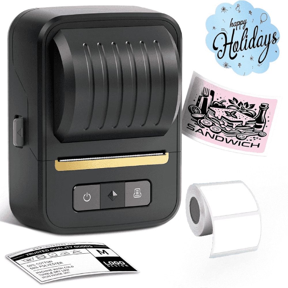 Label Makers, Label Maker Machine with Tape, Bluetooth Label Maker, Portable Thermal 2 Inch Label Printer for Small Business, Barcode, Address, Logo, Clothing, Sticker Printer for Phones & PC