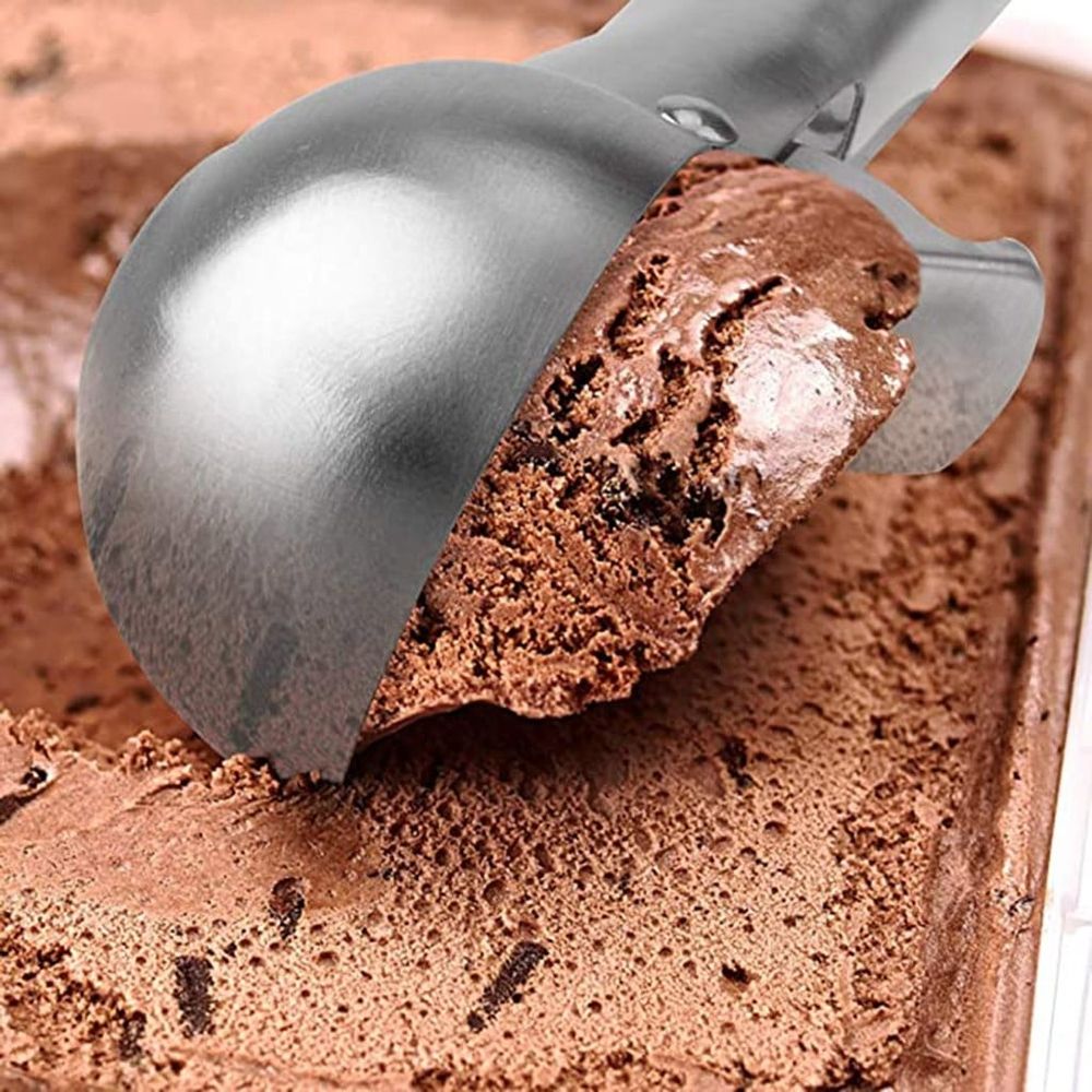 Ice Cream Scoop, Stainless Steel Ice Scoop with Trigger & Ergonomic Handle, One-Push Release for Perfect Scooping, Dishwasher Safe for Ice Cream, Gelato, Sorbet, Cake Batter