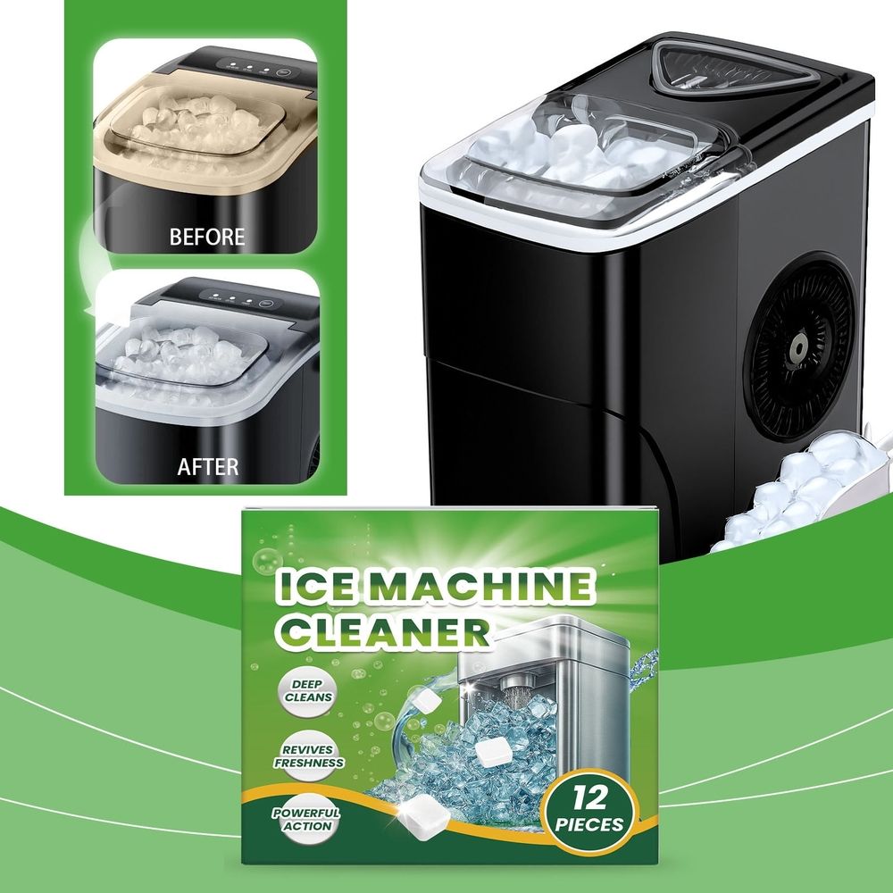 Ice Machine Cleaner Descaler Tablets, Ice Maker Cleaner(12 Pack), Compatible with Countertop and Nugget Ice Maker, Remove limescale, Odor-Free, Crystal Clear Ice