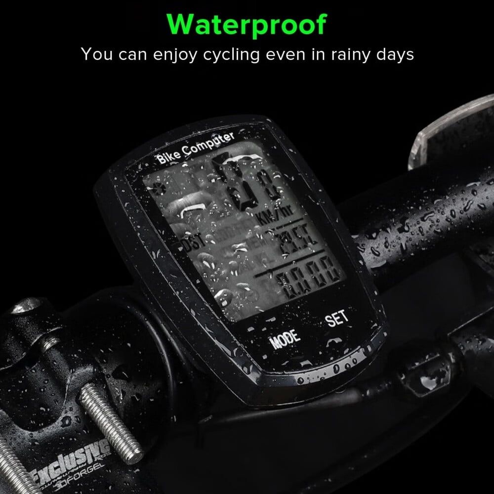 Bike Computer and Bicycle Odometer Wireless MPH KM/H Bike Speedometer with Automatic Wake-Up Cycling Speed Tracker Display & Single Mileage & Multi-Functions & Calories Statistics Accessories