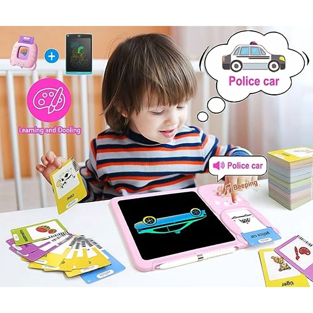 Toddler Toys Talking Flash Cards,Kindergarten Learning Resources 510 Sight Words with Drawing Tablet for Speaking Doodling,Sensory Toys for Kids with Autism,Boys Girls 2 3 4 5 6,Pink