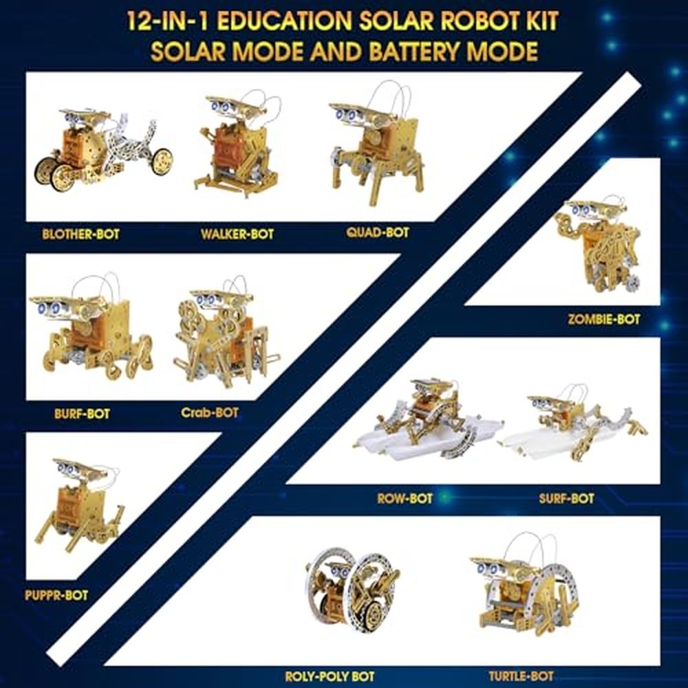 Toys for Kids Age 8-13,12-in-1 Solar Robot Building Science Kits for Boys Girls Teen Age 9 10 11 12,Engineering Christmas Birthday Gifts for 8+ Year Old Boys