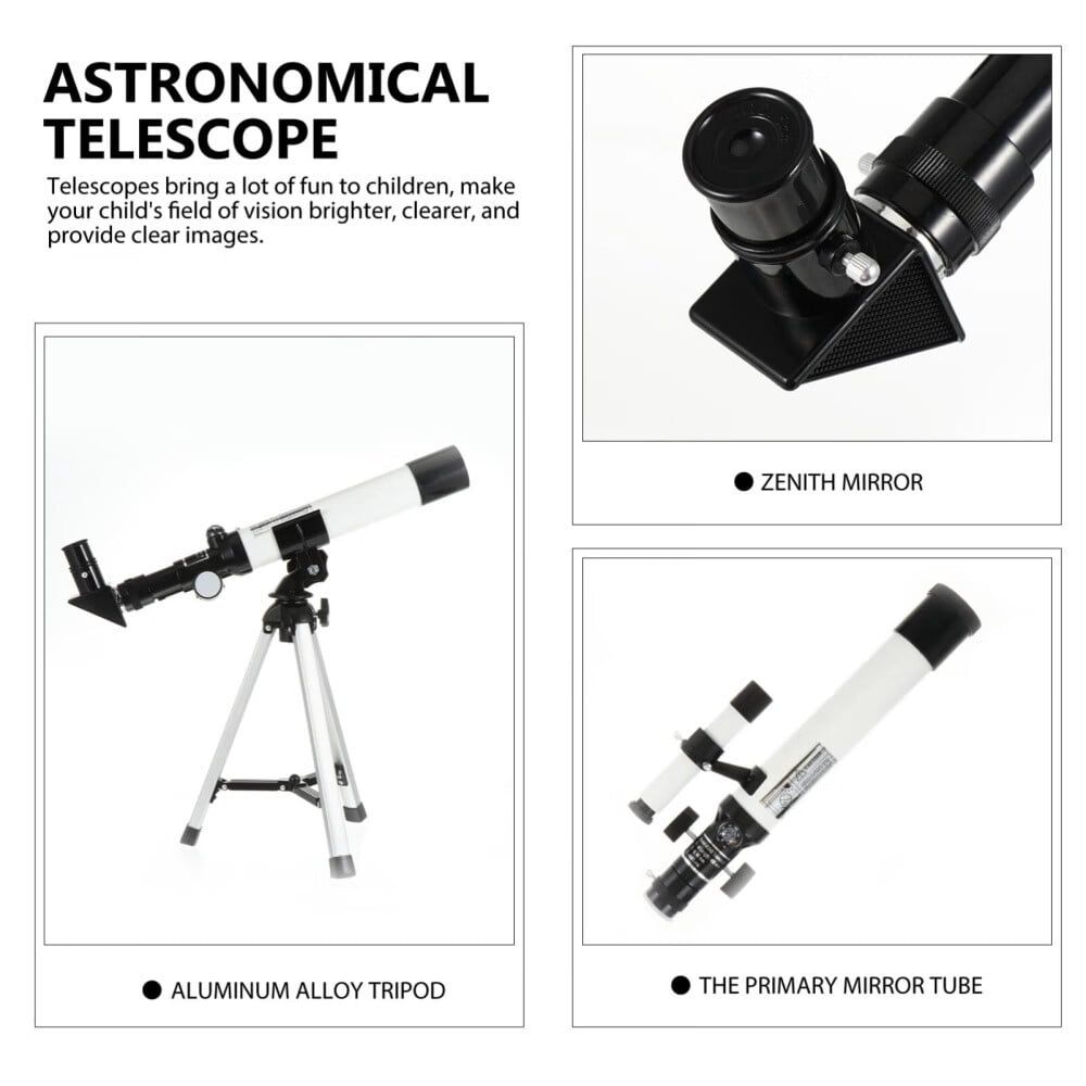 Telescope for Kids Beginners Adults,Aperture Refractor Telescopes for Astronomy Beginners,Portable Travel Telescope with Tripod,Astronomy Gifts for Kids Silver