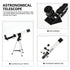 Telescope for Kids Beginners Adults,Aperture Refractor Telescopes for Astronomy Beginners,Portable Travel Telescope with Tripod,Astronomy Gifts for Kids Silver