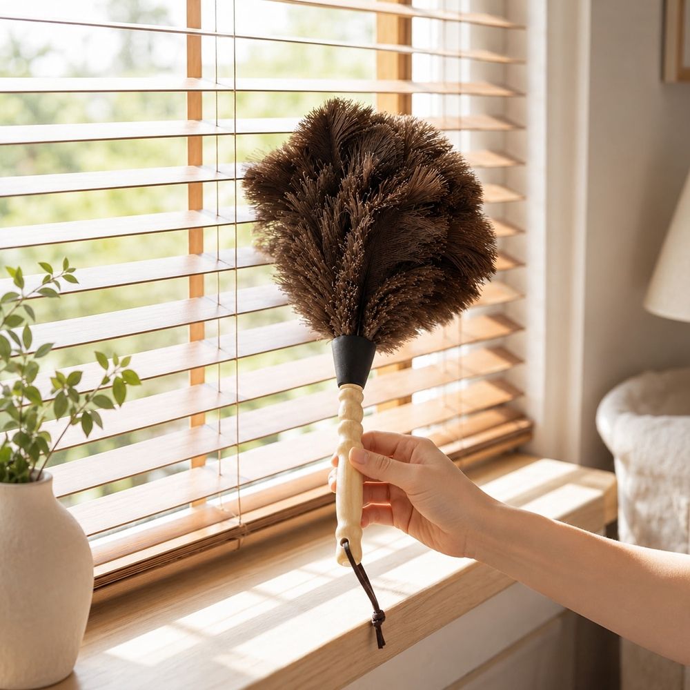 1pcs Ostrich Feather Duster for Cleaning with Wooden Handle | Reusable & Washable Household Duster for Home, Car, Furniture & Collectible