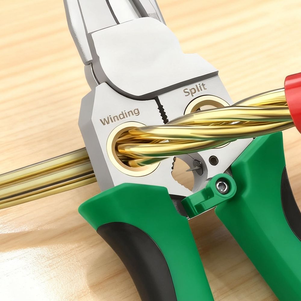 8‑in‑1 Multifunctional Wire Stripper Pliers with Voltage Tester, Alloy Electrical Stripping‑Cutting‑Crimping Tool, Anti‑Slip Ergonomic Electrician Pliers for Household & DIY Electrical Work