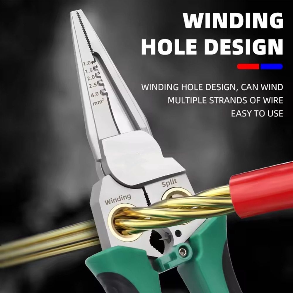 8‑in‑1 Multifunctional Wire Stripper Pliers with Voltage Tester, Alloy Electrical Stripping‑Cutting‑Crimping Tool, Anti‑Slip Ergonomic Electrician Pliers for Household & DIY Electrical Work