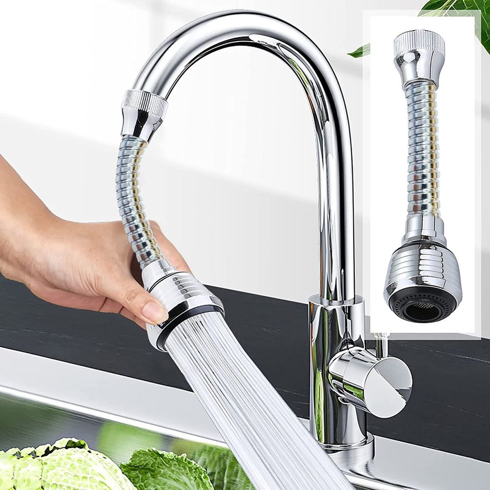 1pcs 360° Swivel Flexible Faucet Aerator, Bendable Sink Tap Sprayer Head, Water‑Saving Faucet Extension Nozzle, Splash‑Proof Filter Attachment for Kitchen & Bathroom Household Sink
